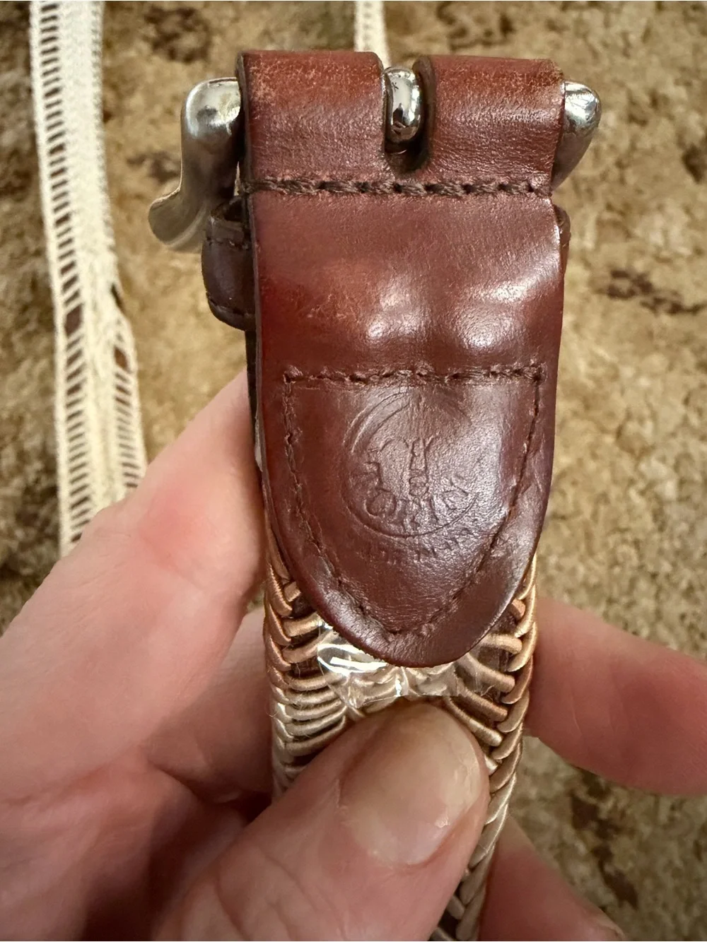 Torino Leather belt with solid brass buckle Retail $125 see pictures size & cond